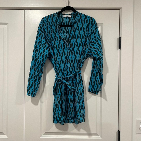 Blue and Black Patterned Dress - Picture 1 of 8